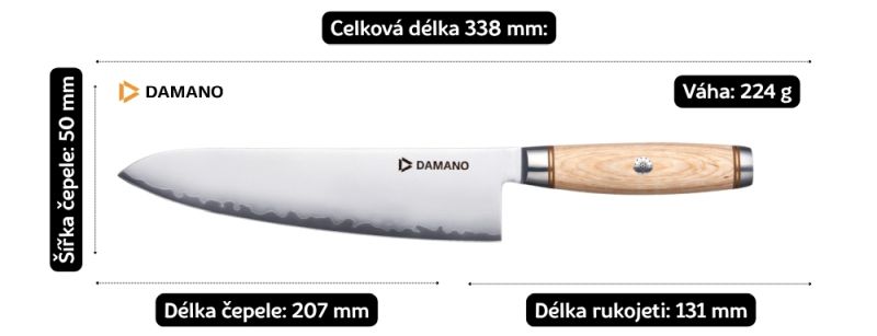 rozměry nože